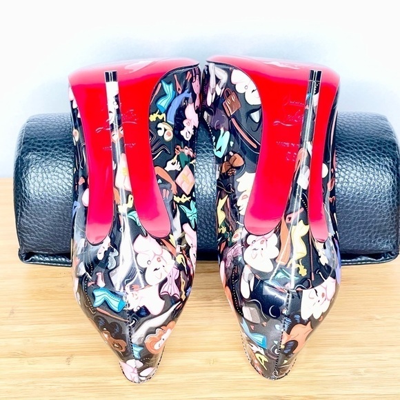 Christian Louboutin “Hot chick” Glamourous Black Multi graphic Patent 100mm EU38 - Picture 10 of 12